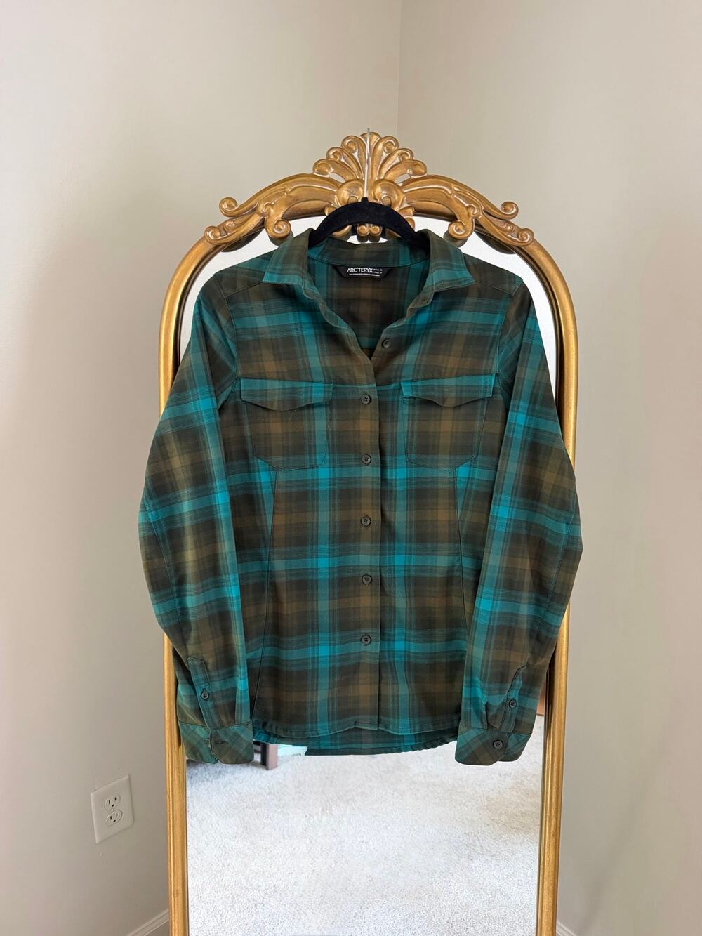 Arc’teryx Addison LS Button Flannel Green Blue Shirt Top